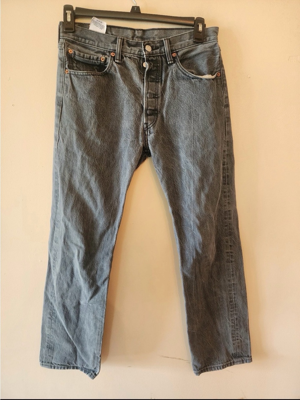 Levi's Jeans Mens 32X32 Light Gray 501 Straight Button Fly Denim